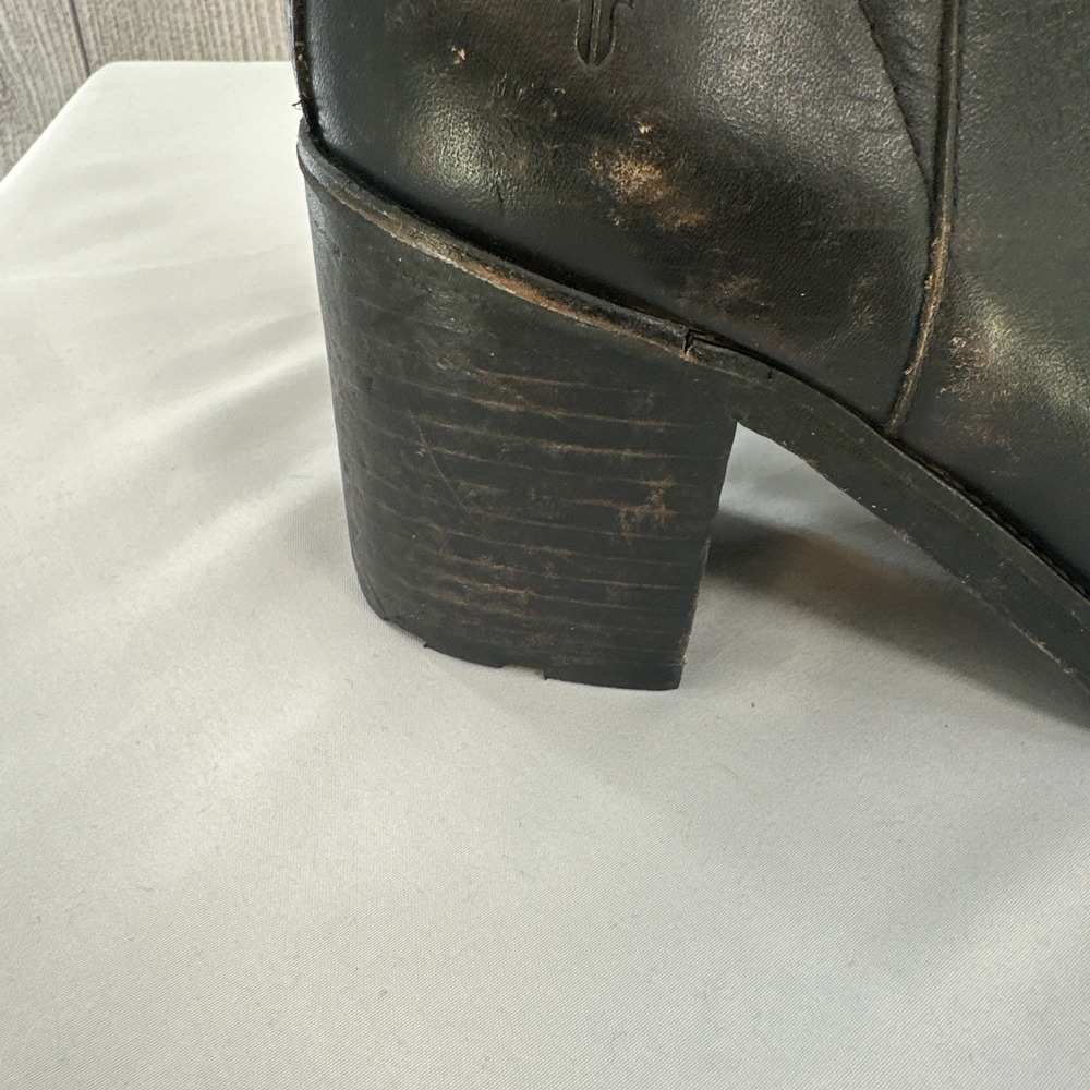Frye Karen Booties Womens 9.5 Black Leather Intentionally Distressed Boot - Picture 6 of 13